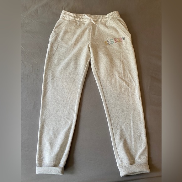 Old Navy Girls Fleece Joggers 14 XL PLUS Sweatpants Oatmeal Heather LOGO - Picture 4 of 6